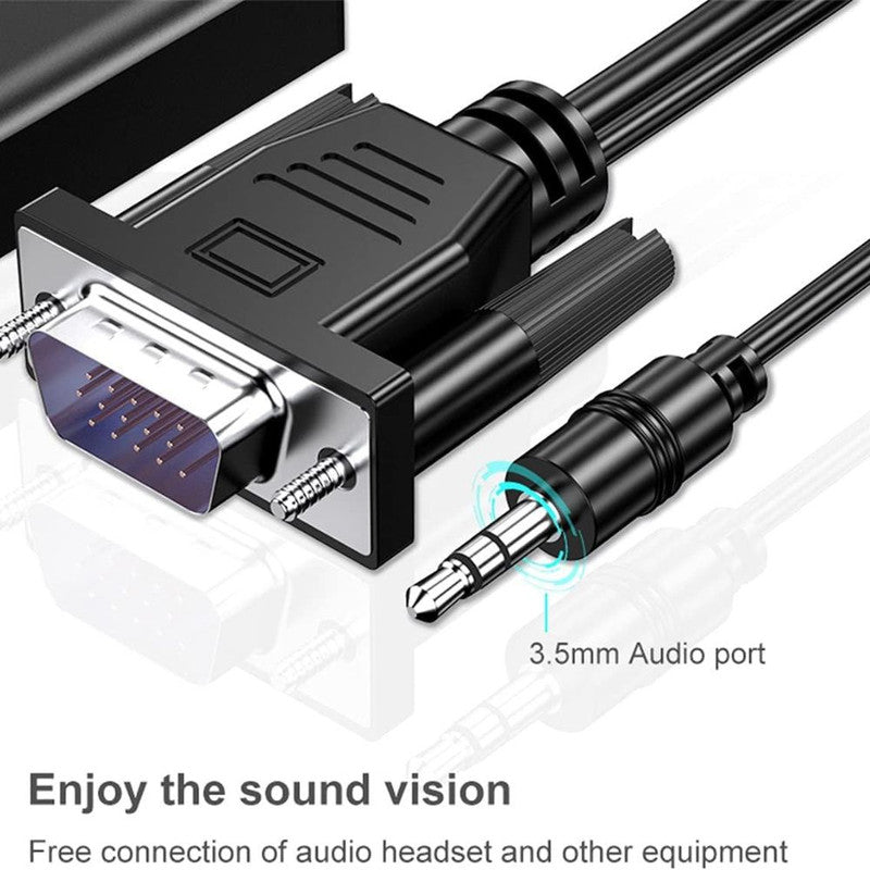 Convertor VGA la HDMI si Audio, Full HD 1080P/60Hz, Negru