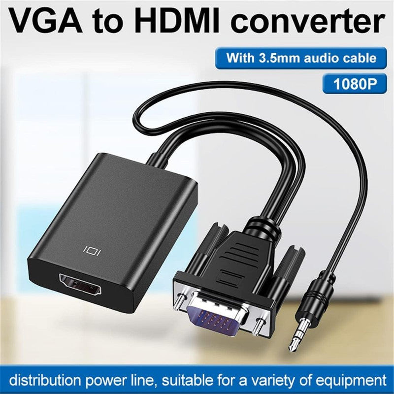Convertor VGA la HDMI si Audio, Full HD 1080P/60Hz, Negru