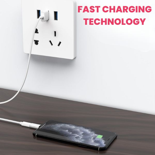 Adaptor Fast Charging, Micro USB / Lightning, Redare Muzica si Transfer Datee, Argintiu