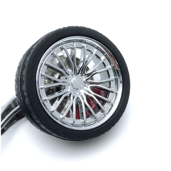 Breloc metalic anticoroziv, model roata auto tunning cu janta si disc de frana, 10 x 3.5 x 2 cm, Argintiu