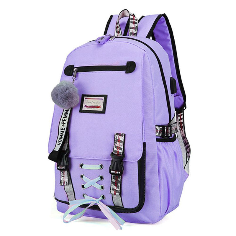 Ghiozdan Smart pentru Copii, Mercaton, Material Impermeabil, Port USB, Lacat anti-furt, 20 – 35 L, 30 x 14 x 47 cm, Violet
