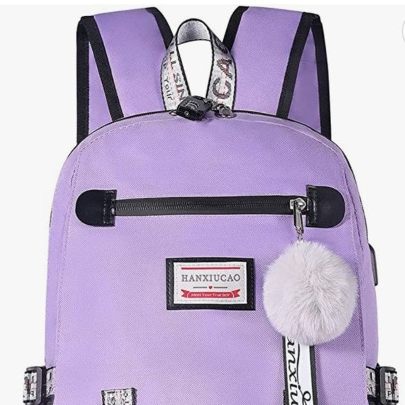 Ghiozdan Smart pentru Copii, Mercaton, Material Impermeabil, Port USB, Lacat anti-furt, 20 – 35 L, 30 x 14 x 47 cm, Violet