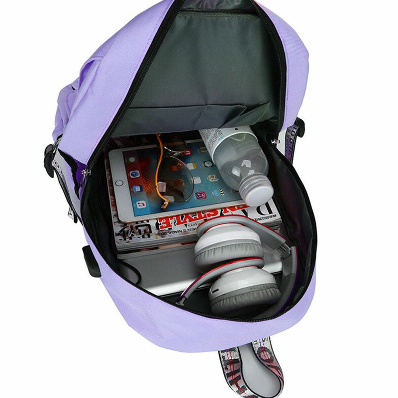 Ghiozdan Smart pentru Copii, Mercaton, Material Impermeabil, Port USB, Lacat anti-furt, 20 – 35 L, 30 x 14 x 47 cm, Violet