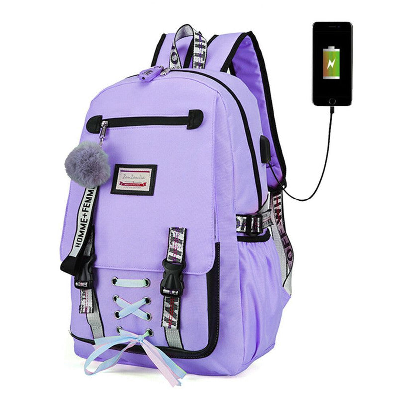 Ghiozdan Smart pentru Copii, Mercaton, Material Impermeabil, Port USB, Lacat anti-furt, 20 – 35 L, 30 x 14 x 47 cm, Violet
