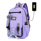 Ghiozdan Smart pentru Copii, Mercaton, Material Impermeabil, Port USB, Lacat anti-furt, 20 – 35 L, 30 x 14 x 47 cm, Violet