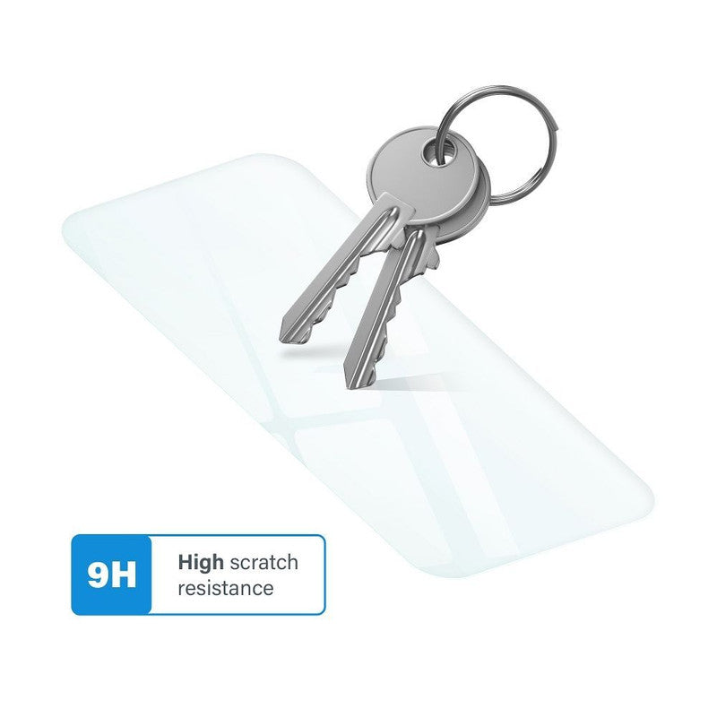 Husa de protectie cu armatura pe margini pentru Iphone 14 Pro, Piele Ecologica si Folie de Protectie 9H, Grosime 0.3 mm, Alba