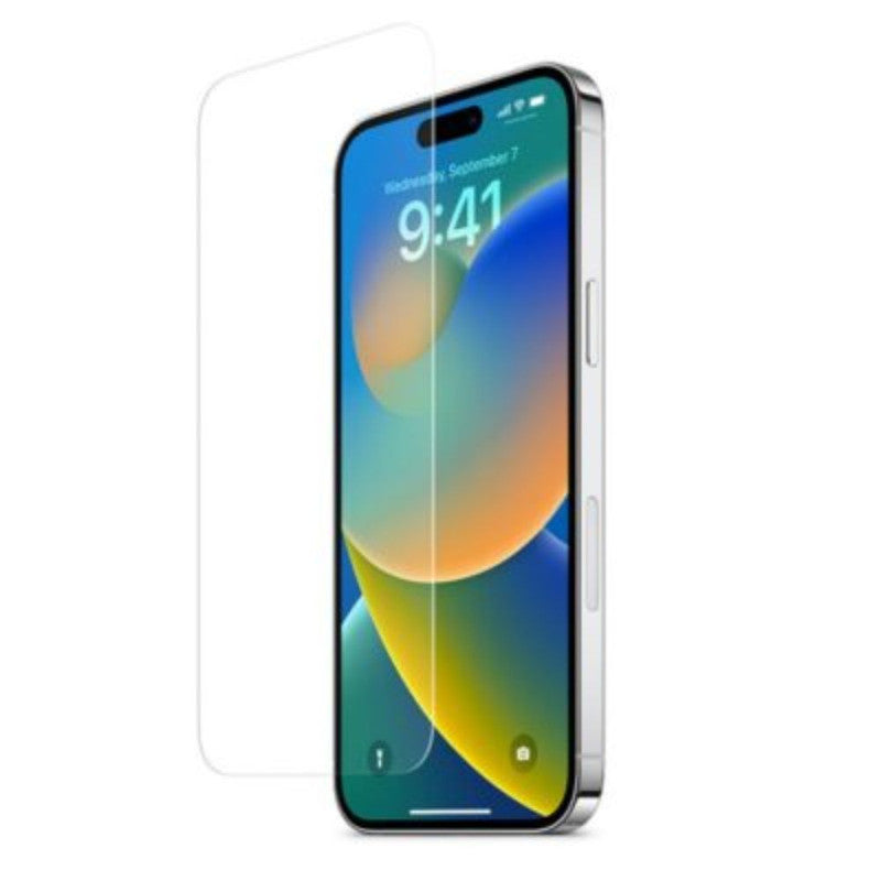 Husa de protectie cu armatura pe margini pentru Iphone 14 Pro, Piele Ecologica si Folie de Protectie 9H, Grosime 0.3 mm, Roz