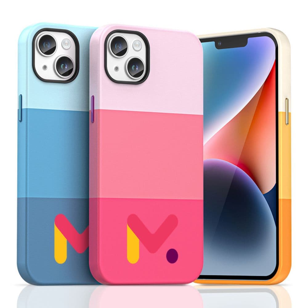 Husa de Protectie Mercaton din Piele Ecologica si cu Armaturi pe Margini, pentru Iphone 14, Roz Multicolor