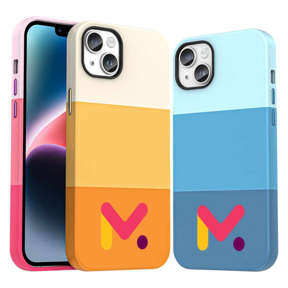 Husa de Protectie Mercaton din Piele Ecologica si cu Armaturi pe Margini, pentru Iphone 14, Roz Multicolor