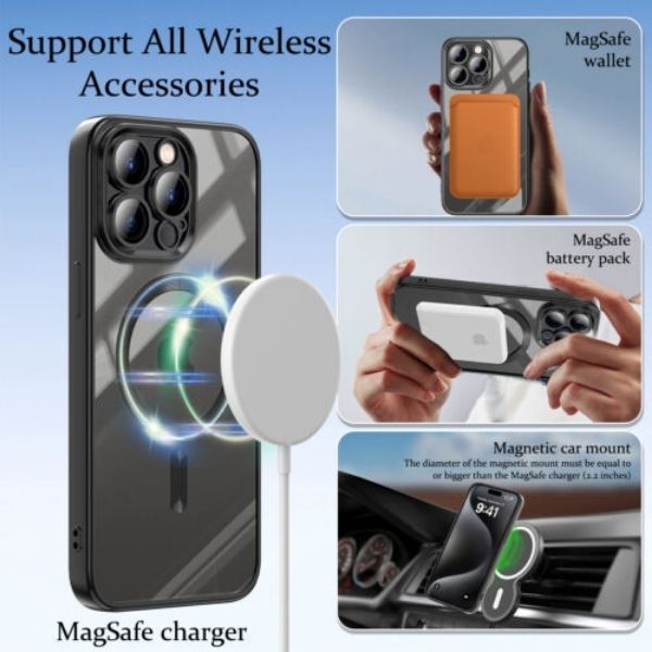Husa pentru iPhone 16 Pro Max, TPU, Protectie si pentru Camera, MagSafe, Anti-Alunecare, Anti-Galbenire, Transparenta cu Marg