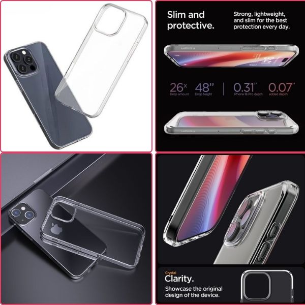 Husa si Folie Protectie pentru iPhone 16 Pro, Silicon, Anti-Alunecare, Anti-Galbenire, Transparenta, Grosime 2 mm