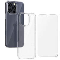 Husa si Folie Protectie pentru iPhone 16 Pro, Silicon, Anti-Alunecare, Anti-Galbenire, Transparenta, Grosime 2 mm