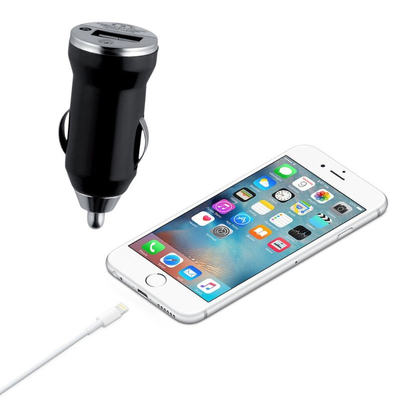 Incarcator pentru priza auto 1 x USB 1A si cablu de date si incarcare USB – Lightning, 2A, 1m, Fast Charging