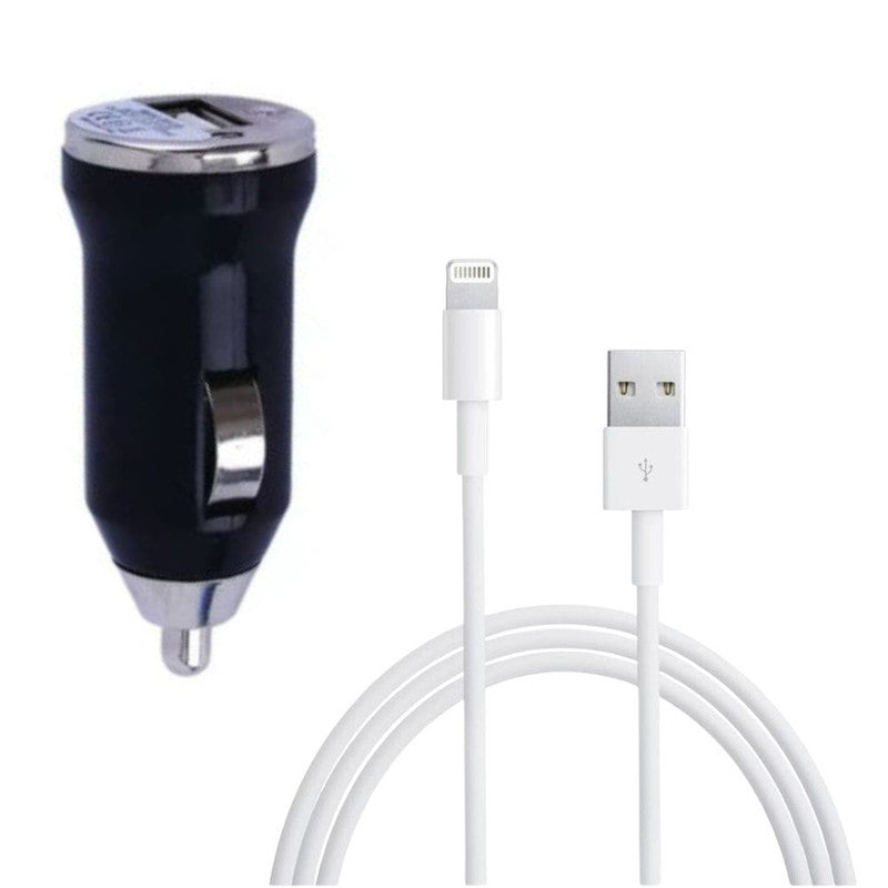 Incarcator pentru priza auto 1 x USB 1A si cablu de date si incarcare USB – Lightning, 2A, 1m, Fast Charging
