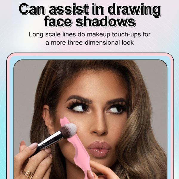 Sablon multifunctional 5 in 1 Eyeline din silicon pentru makeup ochi, fata, sprancene, buze, 149.4×41.4×8 mm, Roz