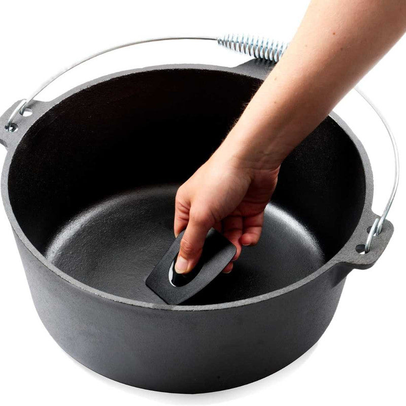 Oala de Fonta, cu Maner din Inox, 10 L, 34×14 cm, Negru
