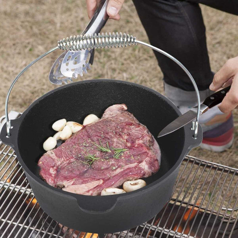 Oala de Fonta, cu Maner din Inox, 10 L, 34×14 cm, Negru
