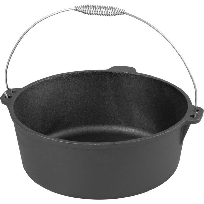 Oala de Fonta, cu Maner din Inox, 10 L, 34×14 cm, Negru