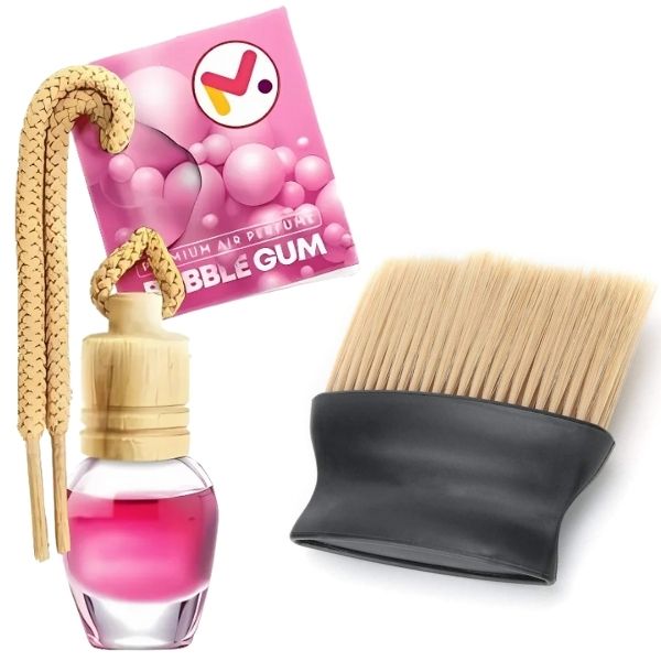 Odorizant Auto Aroma Bubble Gum si Perie cu Maner Ergonomic si Fire din Nylon SoftTouch