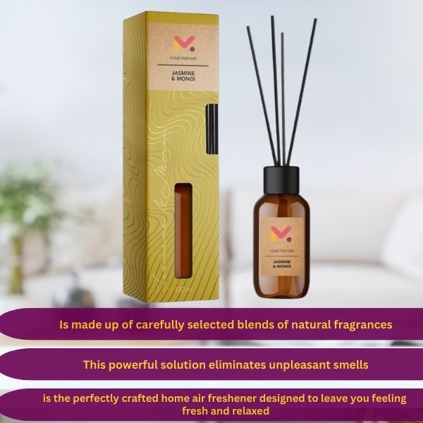 Odorizant cu Betisoare pentru Camera, 125 ml, Aroma Iasomie și Monoi
