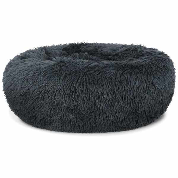 Pat Rotund Imblanit pentru Animale de Companie, Suprafata Antiaderenta, Calduros, Materiale Soft, 60 cm si 2 Perii pentru Ind