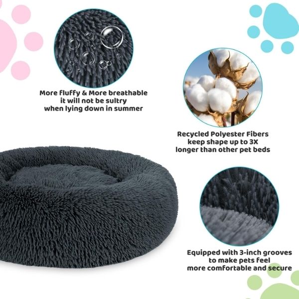 Pat Rotund din Plus, Imblanit, Suprafata Antiaderenta, Materiale Soft, Diametru 40 cm, Marimea S, Gri