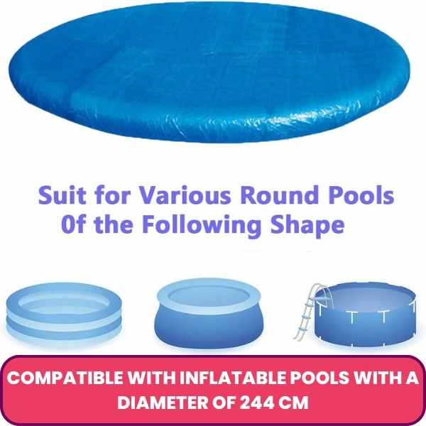 Prelata Universala Mercaton, pentru Acoperire Piscine Gonflabile Rotunde cu Diametru 244 cm, Material PVC, Impermeabila, Alba