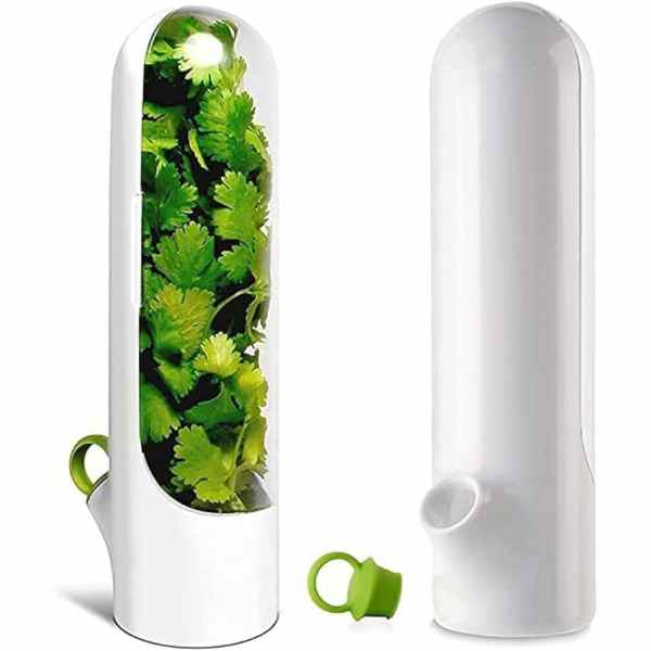 Recipient Mercaton pentru Depozitarea si Mentionerea Proaspata a Ierburilor Aromate in Frigider, BPA Free, 25 x 6.5 cm, Alb