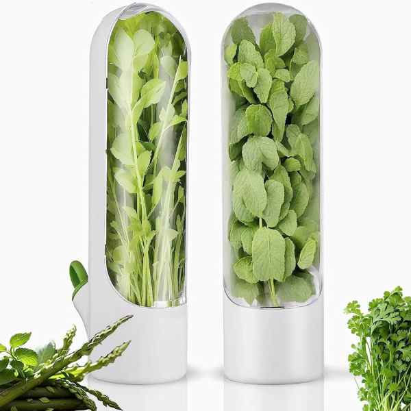 Recipient Mercaton pentru Depozitarea si Mentionerea Proaspata a Ierburilor Aromate in Frigider, BPA Free, 25 x 6.5 cm, Alb