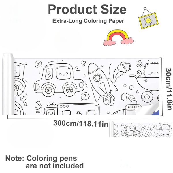 Rola hartie auto-adeziva si decupabila pentru desenat si colorat, 3m x 30 cm, Model cu masini