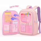 Rucsac Mercaton din Material Oxford cu Jucarie de Plus, 35 L, Bretele Captusite, 45x32x17 cm, Roz cu Mov