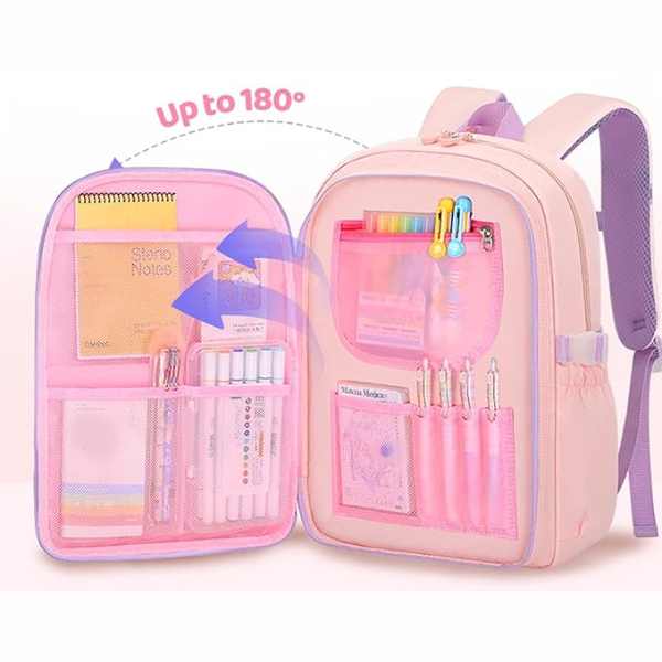 Rucsac Mercaton din Material Oxford cu Jucarie de Plus, 35 L, Bretele Captusite, 45x32x17 cm, Roz cu Mov