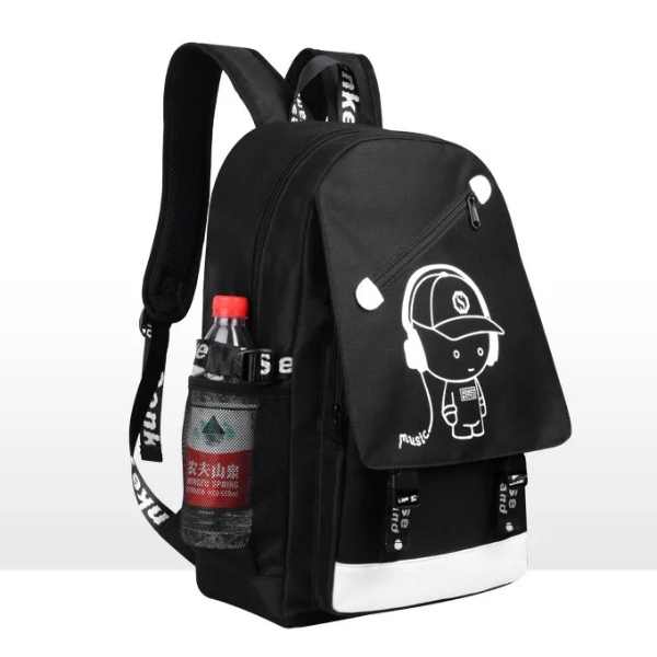 Rucsac Mercaton din Material Oxford cu Port USB, Elemente Fosforescente, 44x27x16 cm, Negru
