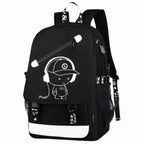 Rucsac Mercaton din Material Oxford cu Port USB, Elemente Fosforescente, 44x27x16 cm, Negru