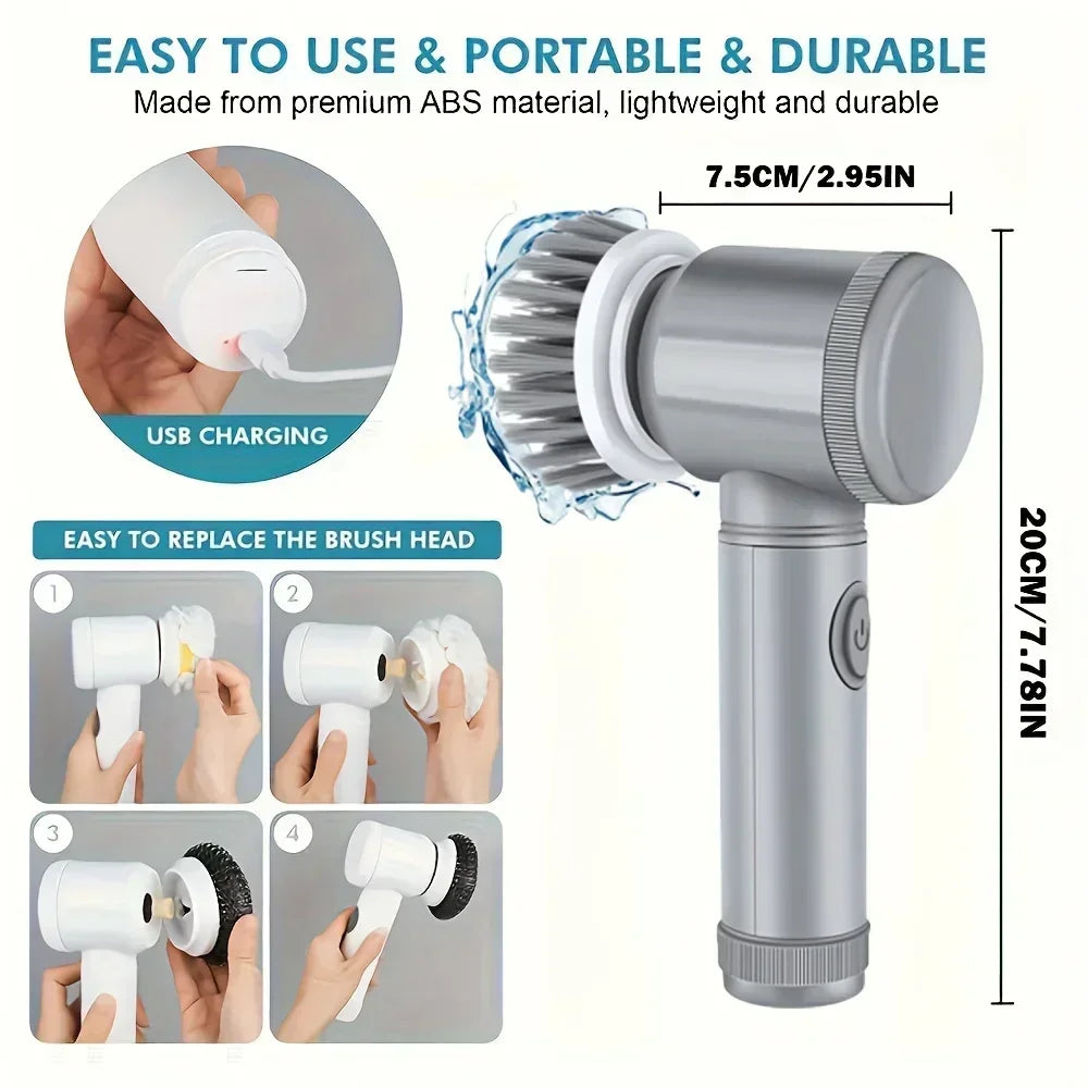 Perie Electrică Rotativă 5 în 1 – Curățenie Rapidă Fără Efort
