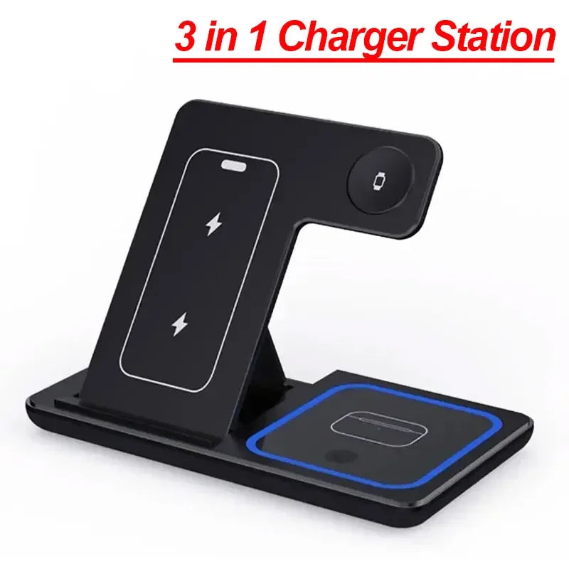 STAȚIE PLIABILĂ DE ÎNCĂRCARE WIRELESS 3‑ÎN‑1
