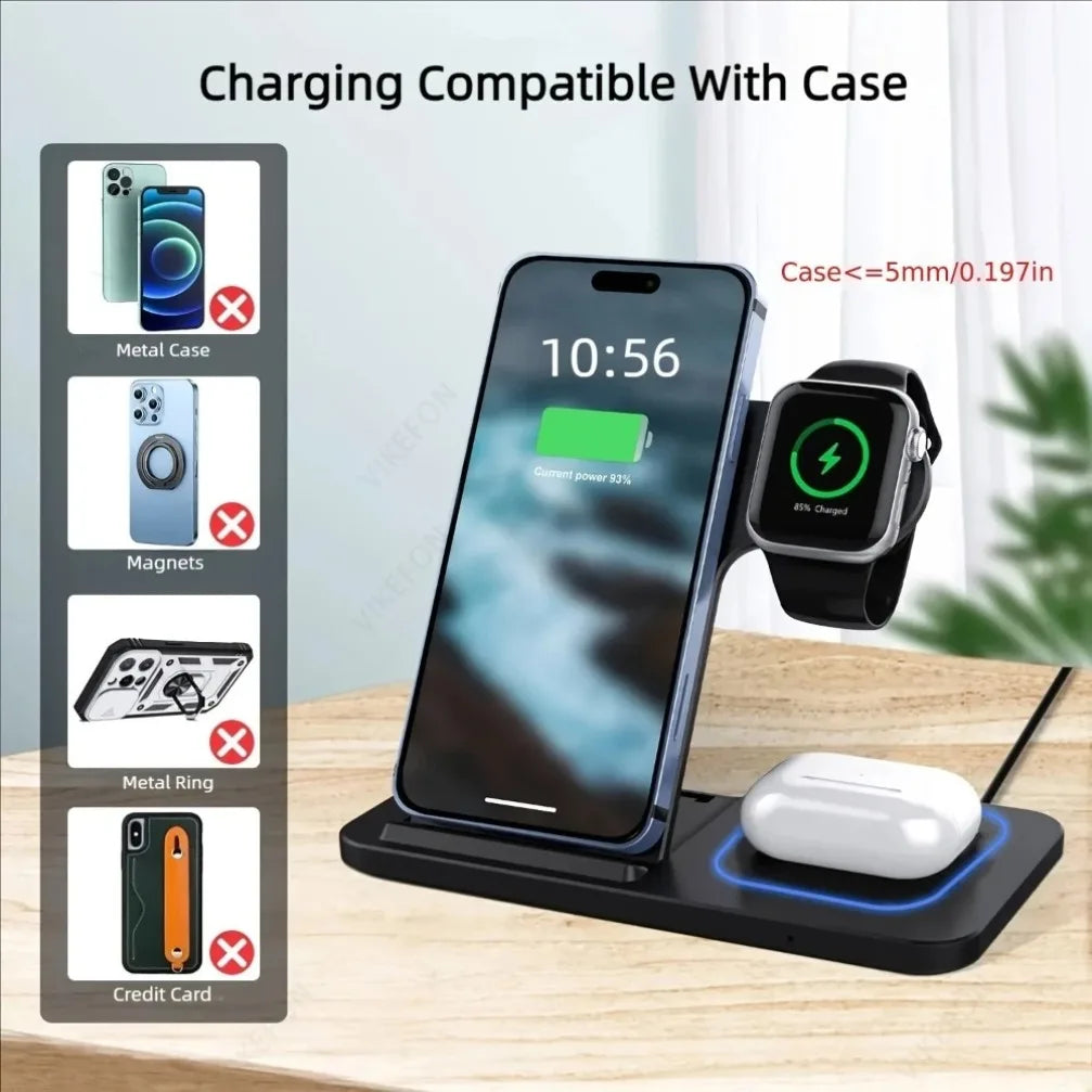 STAȚIE PLIABILĂ DE ÎNCĂRCARE WIRELESS 3‑ÎN‑1