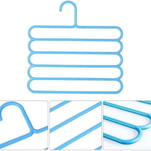 Set 10 Umerase Mercaton din Plastic, cu 5 Pozitii, Pentru Pantaloni, Fuste sau Cravate, 31 x 31 cm, Albastru