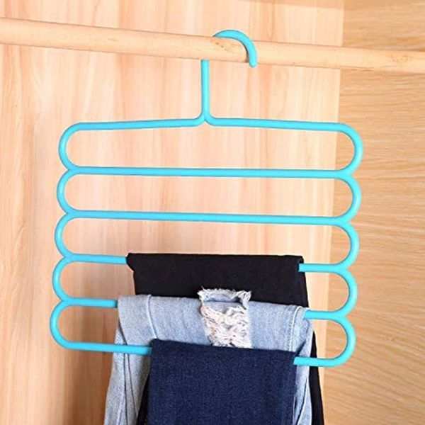 Set 10 Umerase Mercaton din Plastic, cu 5 Pozitii, Pentru Pantaloni, Fuste sau Cravate, 31 x 31 cm, Albastru
