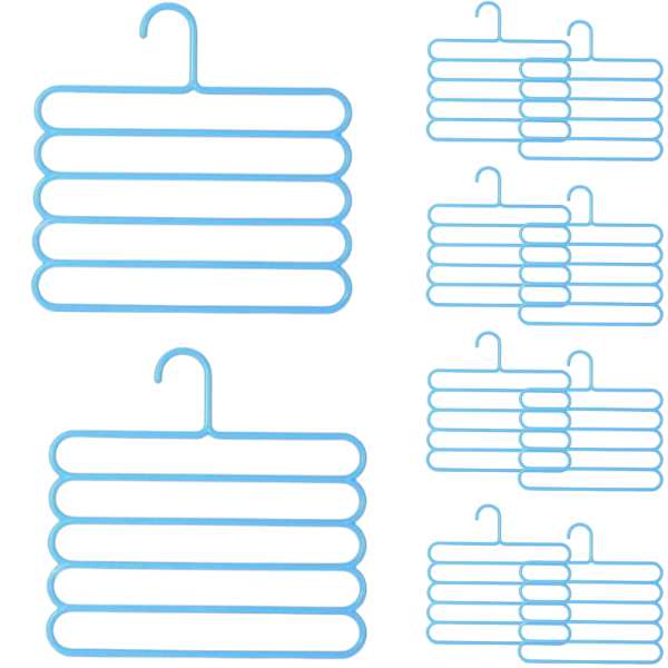 Set 10 Umerase Mercaton din Plastic, cu 5 Pozitii, Pentru Pantaloni, Fuste sau Cravate, 31 x 31 cm, Albastru