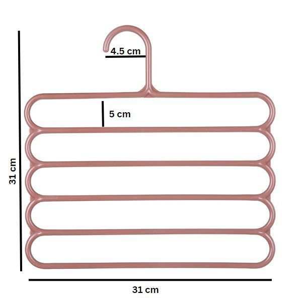 Set 10 Umerase Mercaton din Plastic, cu 5 Pozitii, Pentru Pantaloni, Fuste sau Cravate, 31 x 31 cm, Maro