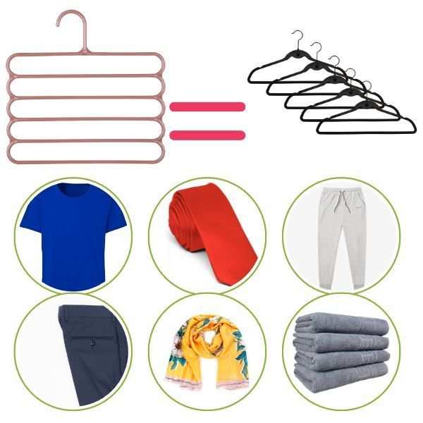 Set 10 Umerase Mercaton din Plastic, cu 5 Pozitii, Pentru Pantaloni, Fuste sau Cravate, 31 x 31 cm, Maro
