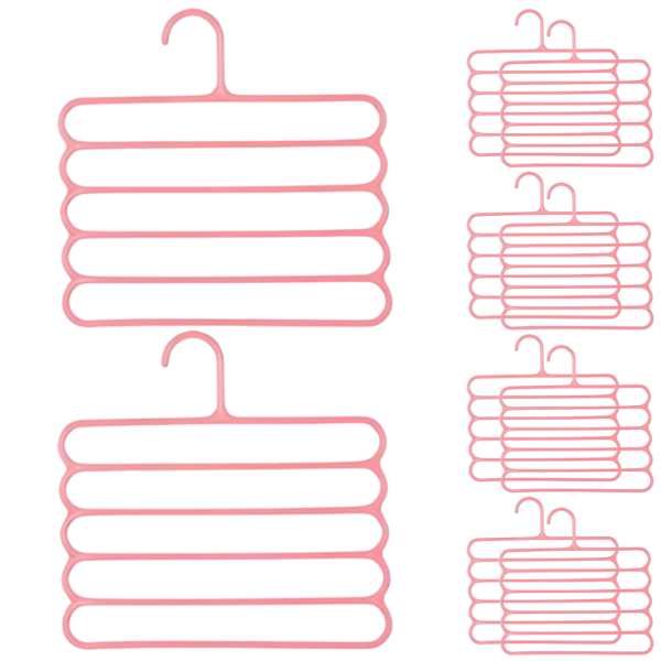 Set 20 Umerase Mercaton din Plastic, cu 5 Pozitii, Pentru Pantaloni, Fuste sau Cravate, 31 x 31 cm, Roz