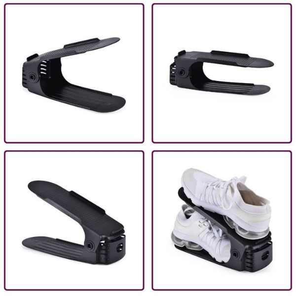 Set 10 buc, Organizator, Suport Mercaton pentru Incaltaminte, Reglabil 3 Pozitii, Dublare Spatiu Depozitare, 6×25.5×11/17 cm,