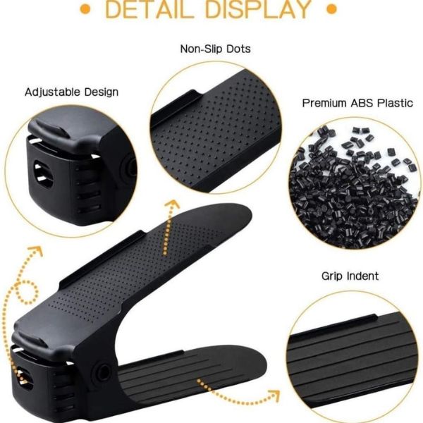 Set 10 buc, Organizator, Suport Mercaton pentru Incaltaminte, Reglabil 3 Pozitii, Dublare Spatiu Depozitare, 6×25.5×11/17 cm,