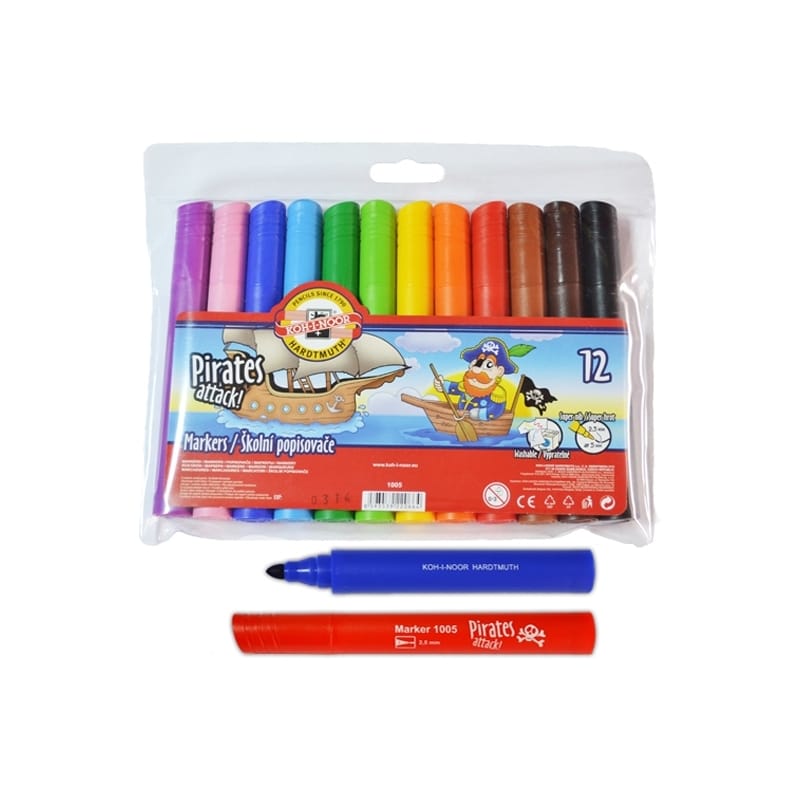 Set 12 carioci lavabile, 2.5 mm, Multicolore, MCT-KOH1282