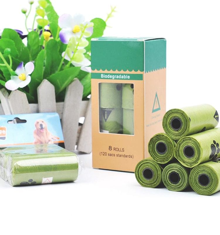 Set 120 saci igienici pentru caini MCT-PS108, 100% biodegradabili, Verde, 22 x 33 cm