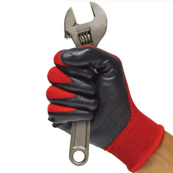 Set 2 Manusi Mercaton cu Palme Acoperite din Latex Calibru 13, Respirabile, Rosu cu Negru, Marimea 9, L