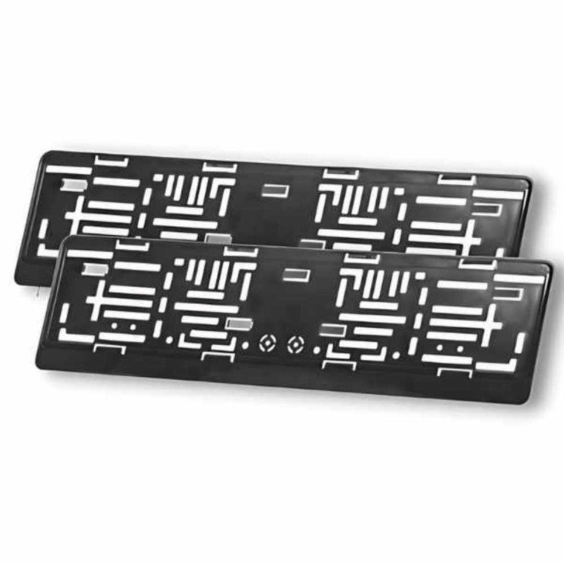 Set 2 Suporti Numar Auto din Plastic Flexibil, Negru si 4 Capace Hexgonale din Aluminiu pentru Valva Auto,1.8 cm, Negru