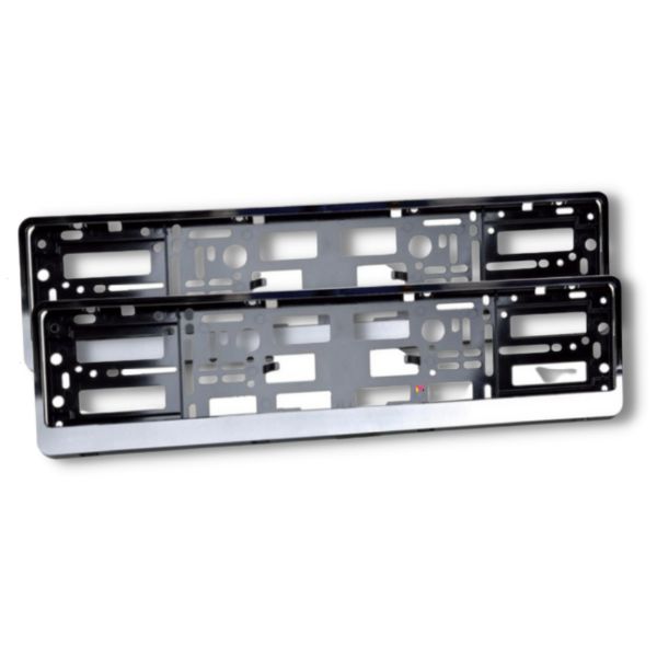 Set 2 Buc Suport Premium din PVC pentru Numar Inmatriculare Auto, cu Rama Cromata